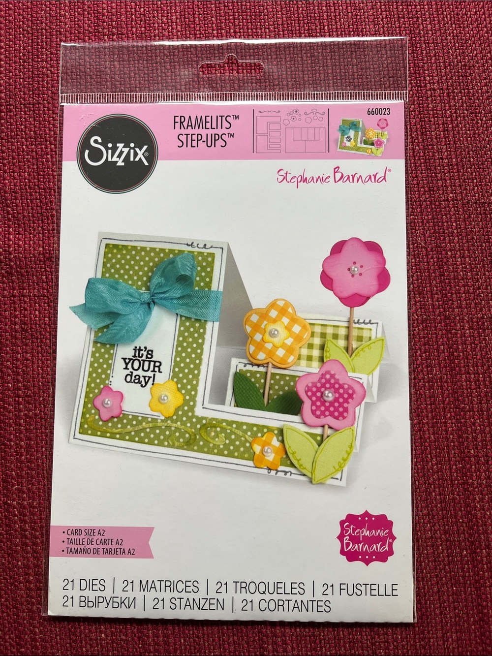 Sizzix Framelits Step-Ups Card Dies with Green, Pink, Yellow & Teal Accents